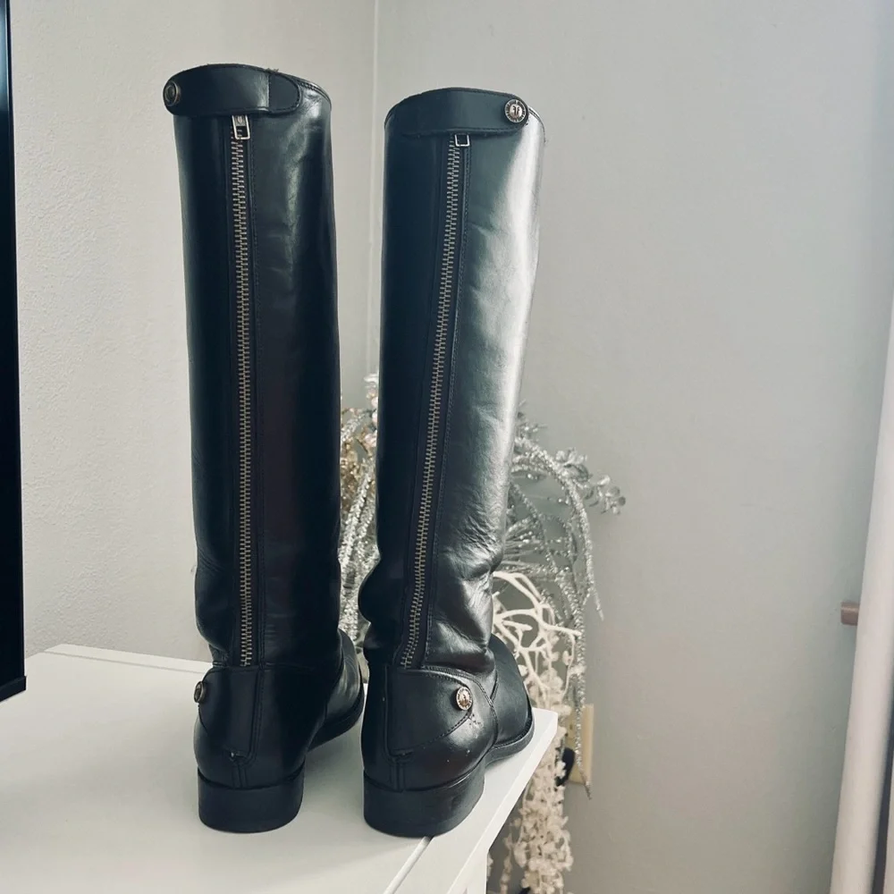 Frye Melissa Button Back Zip Black leather boots women size 6.5 - Picture 3 of 10